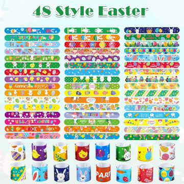 SUNPROUND 100Pcs Easter Slap Bracelets, Easter Basket Stuffers Party Favors Snap Wristbands for Kids Egg Fillers Gifts Exchange