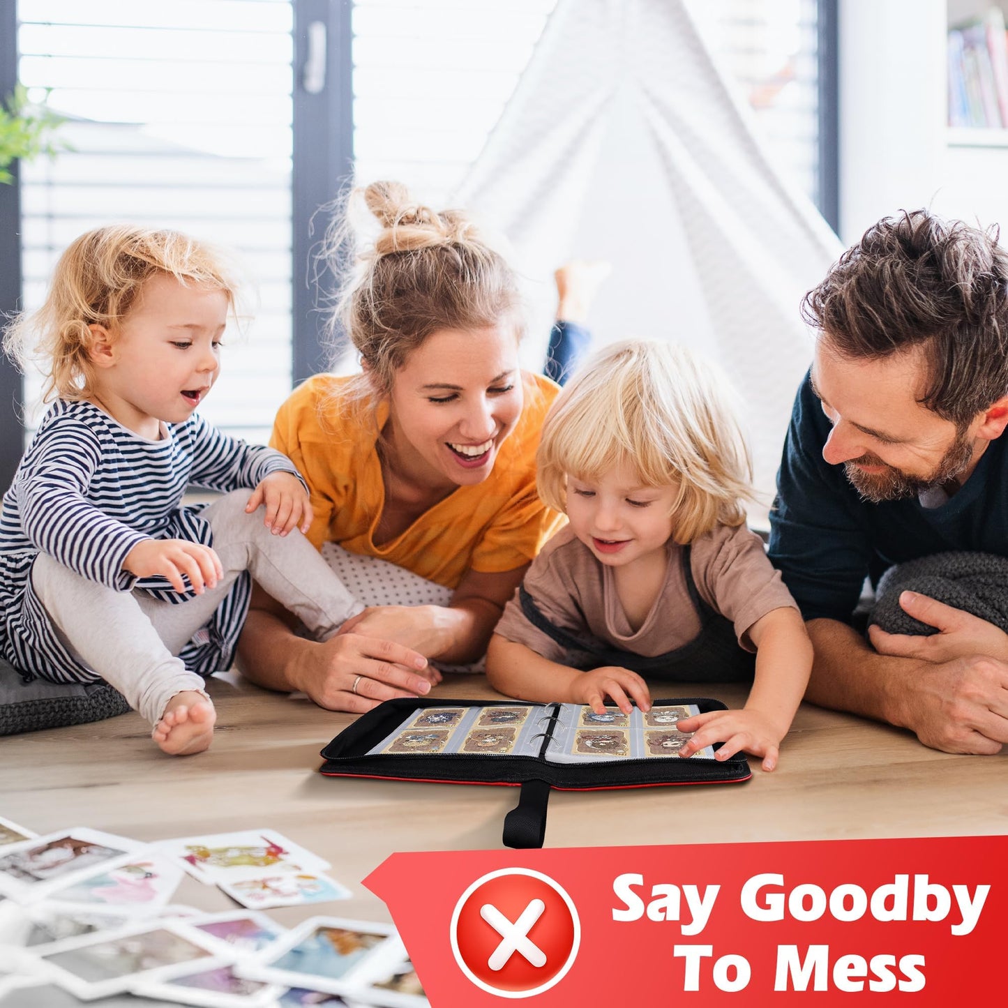 Card Binder 4 Pocket Gifts for Boys Girls Waterproof 400 Pockets Card Holder Album with 50 Removable Sleeves for Trading Card - Binder Display Storage Carrying Case (Yellow)