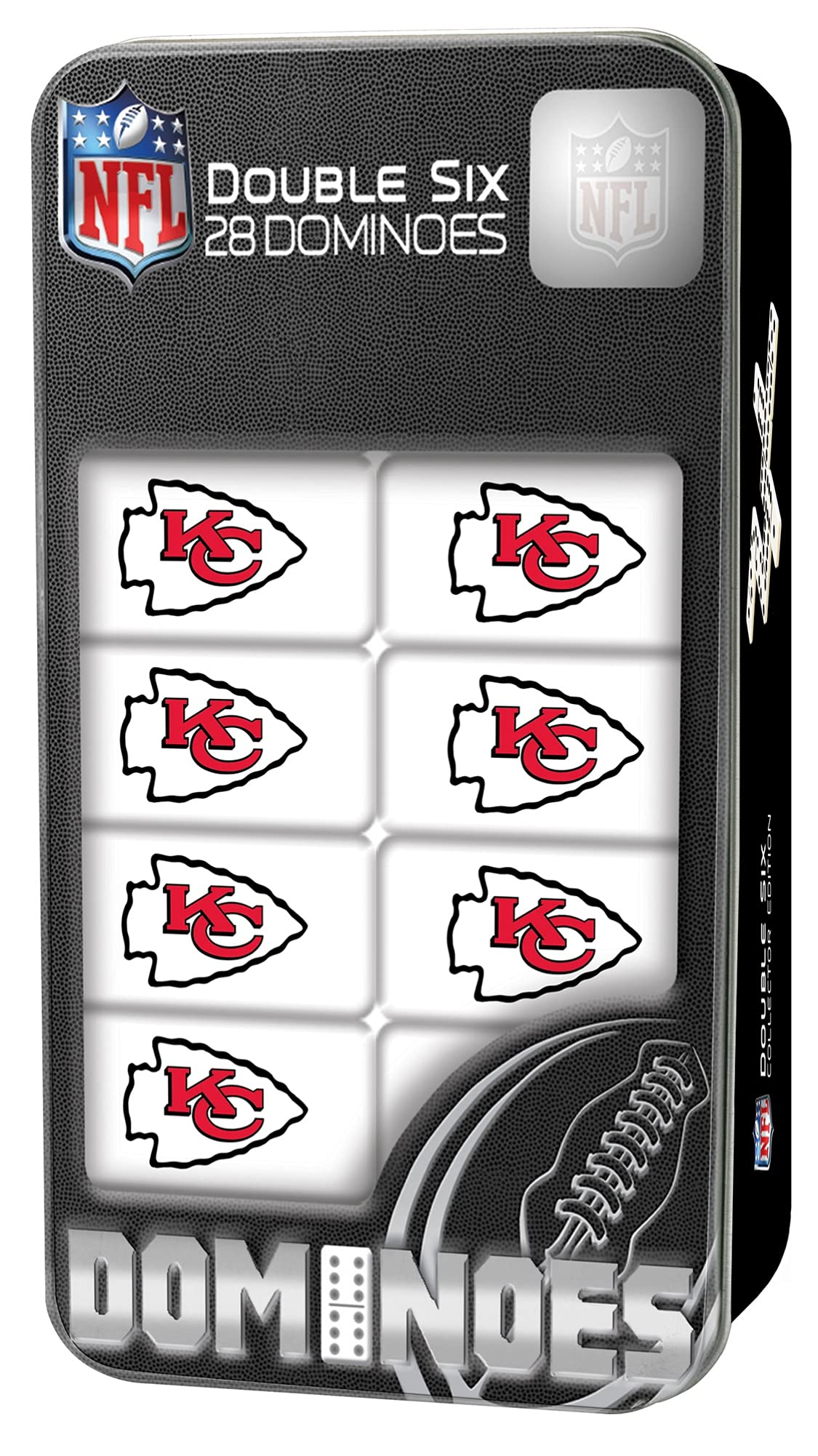 Masterpieces Nfl Kansas City Chiefs, Double Six Collector Edition Dominoes Game, For Ages 3+