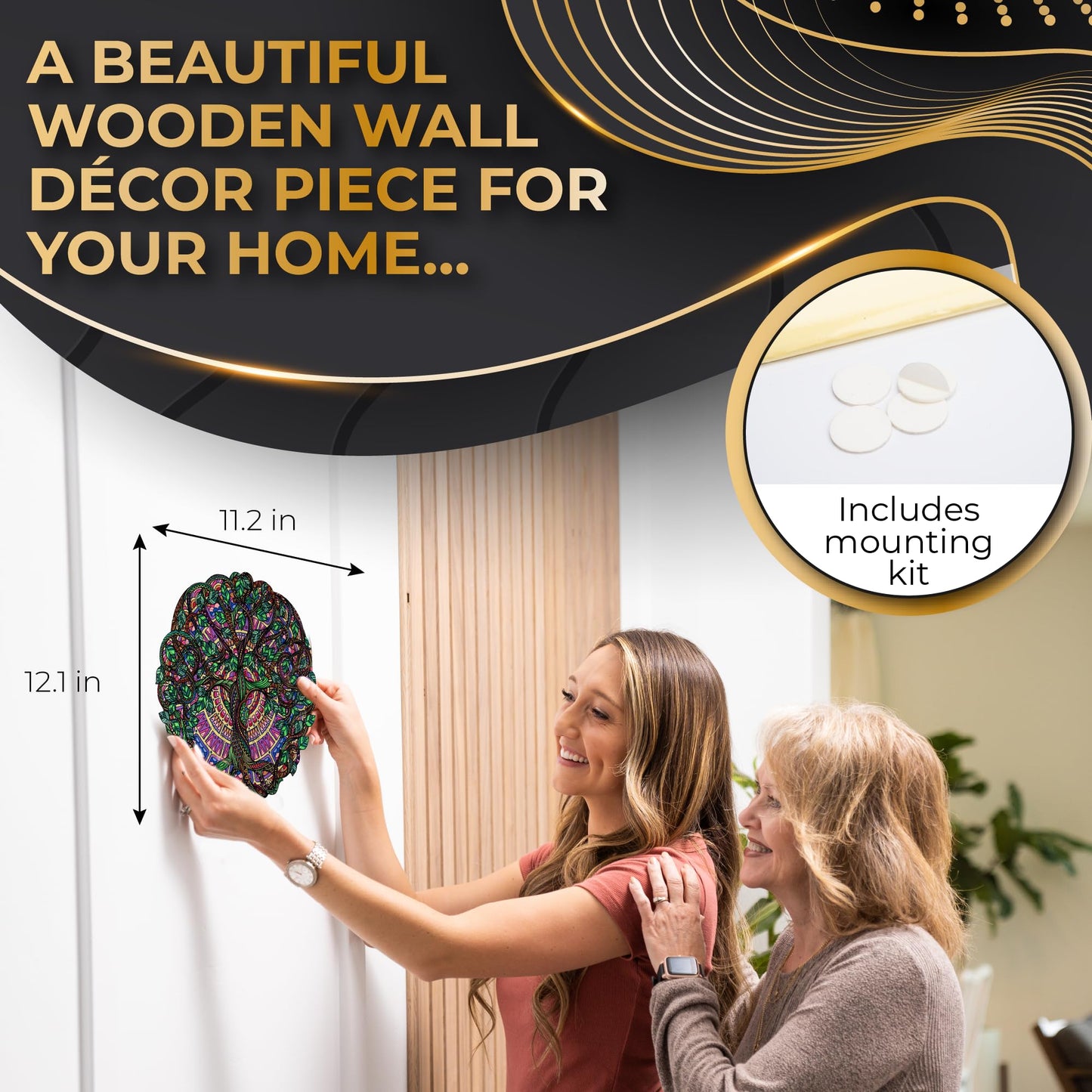 ZenChalet 200 Pcs Tree of Life Wooden Jigsaw Puzzle - 11.3 x 11.2 Inches, Unique Shaped Pieces for Adults