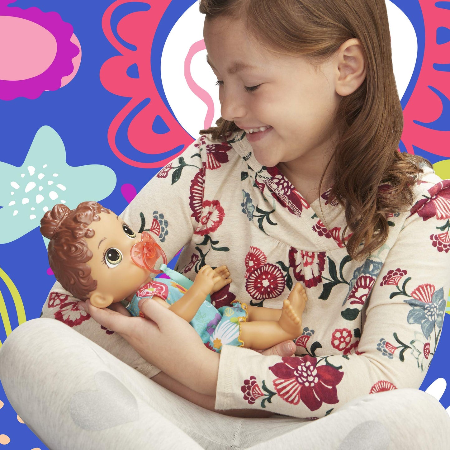 Baby Alive Baby Lil Sounds: Interactive Brown Hair Baby Doll For Girls & Boys Ages 3 & Up, Makes 10 Sound Effects, Including Giggles, Cries, Baby Doll With Pacifier