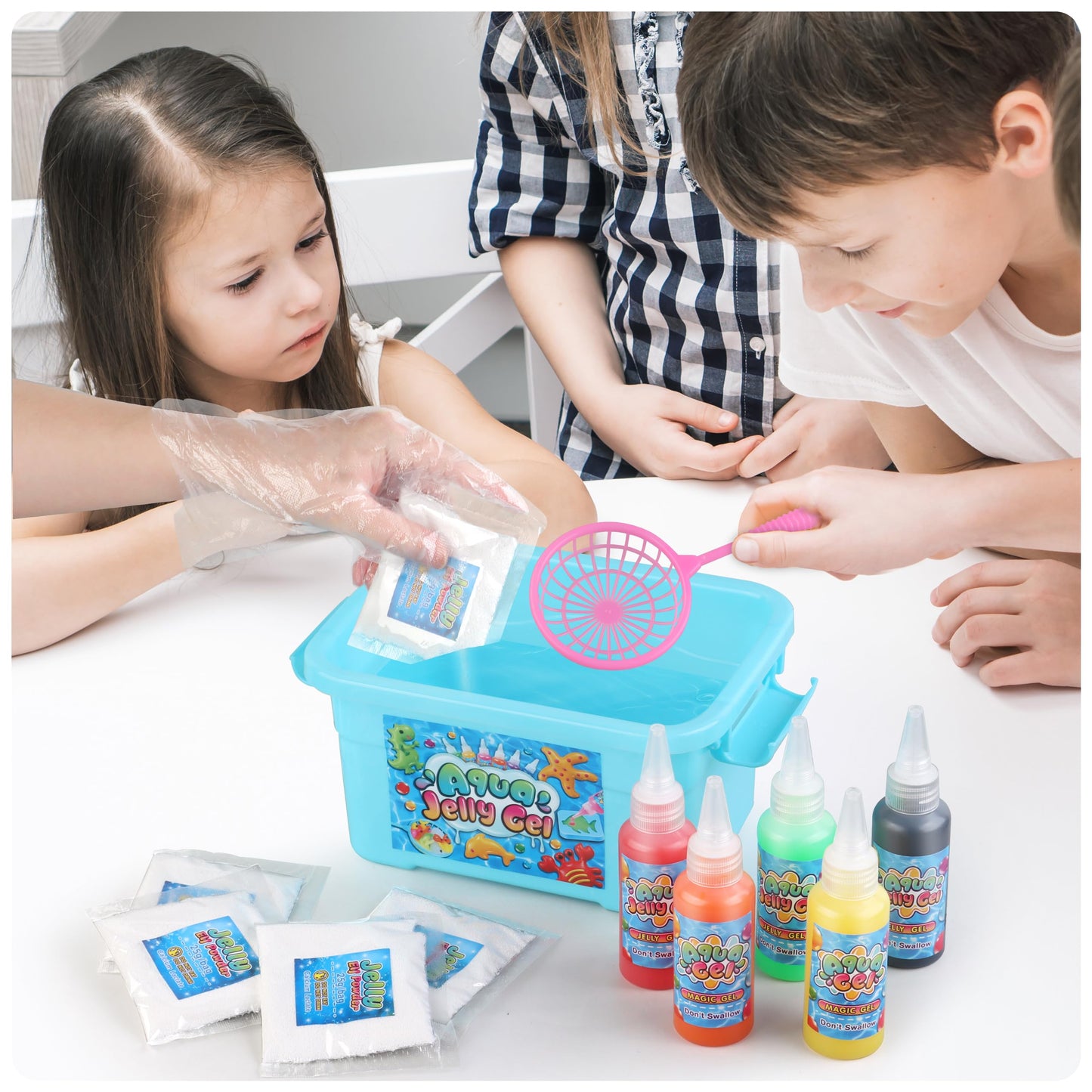 wookidel Magic Water Gel Elf Powder Refill, Aqua Fairy Water Gel Kit Refill with 6PCS Elf Powder and 6 PCS Magic Gels, Aqua Jell