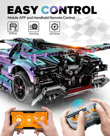 BAV Super Plated Sports Car Building Kit, 1:10 Scale Remote Control Model, Electroplated Purple, Adult Collectible, Model 9826-2