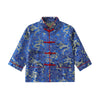 Boy Tang Suit Dragon Long Sleeve Shirt Chinese New Year Outfit Chinese Traditional Clothes For Kids (Blue,6-8 Years)