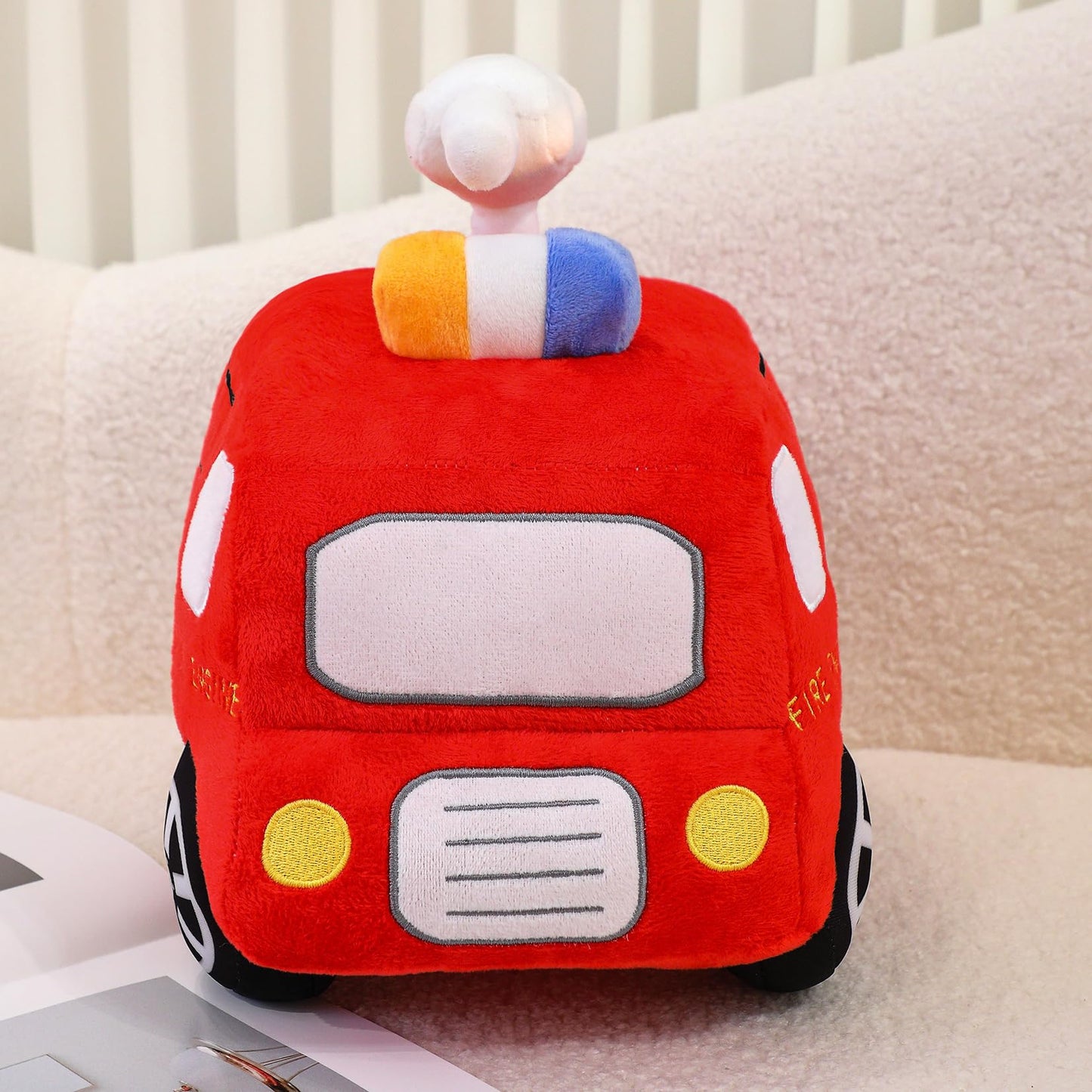 Yonlit Soft Plush Fire Engine Stuffed Truck Toy Super Cute Rescue Vehicle Plushie Excellent Gifts For Kids Or Birthday Party 10 Inches (Fire Engine)