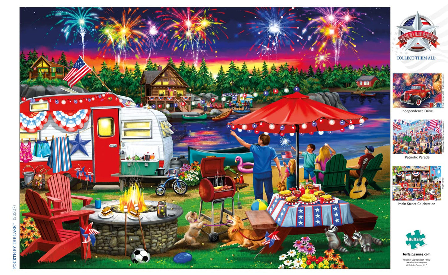 Buffalo Games 500 Piece Jigsaw Puzzle - Fourth by The Lake - Multi Color - Paper Material - Model 33207