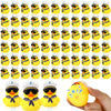 Shappy 24 Pcs Cruise Duck Bulk With Sunglasses Sets 2 X 1.9 X 2.4 Inch Mini Sailing Rubber Ducks Summer Cruise Ship Toy Squeaky Bath Party Toy Duckies For Birthday Party Favors (Yellow)