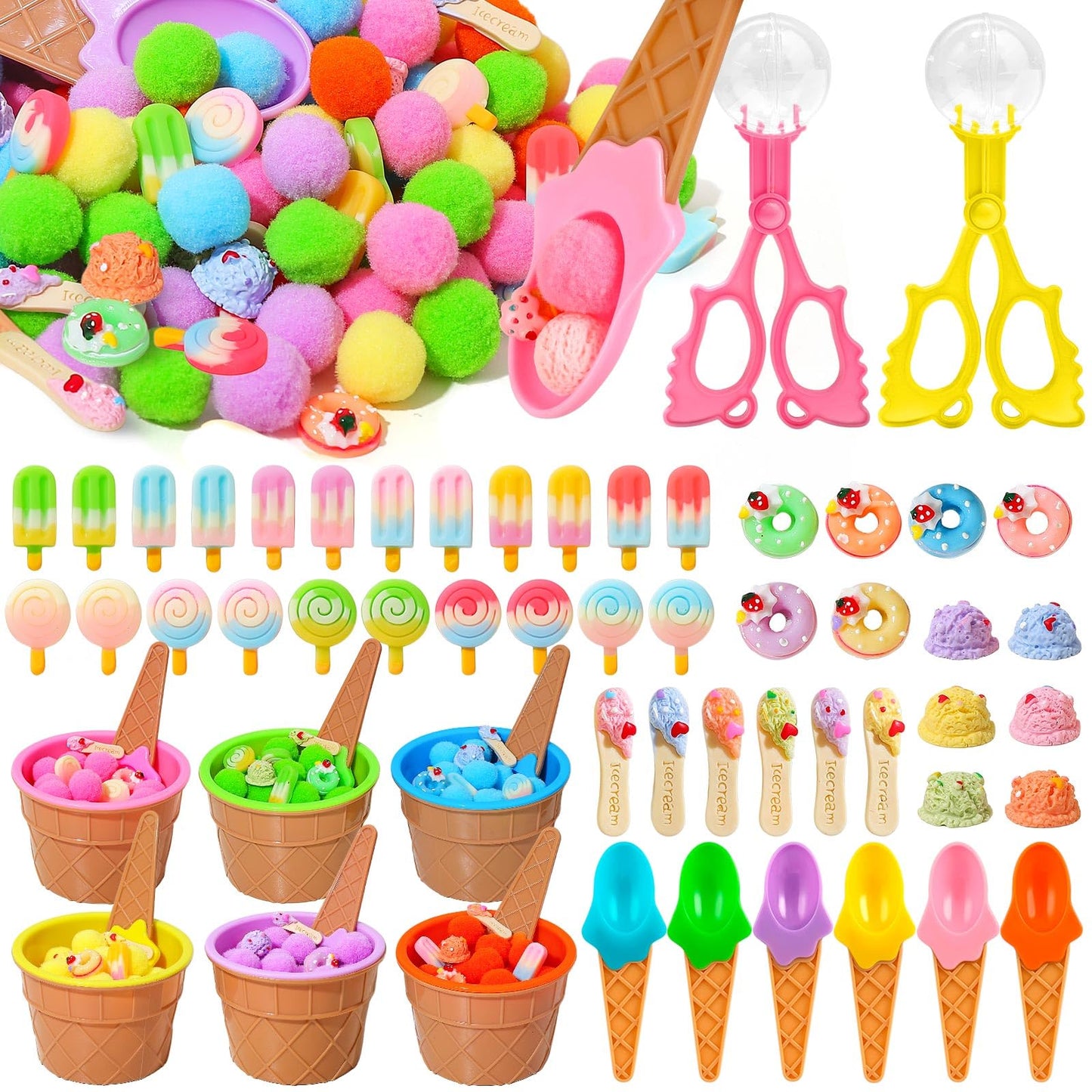 154 Pcs Ice Cream Sensory Bin Items Summer Counting Sorting Sensory Bin Filler Fine Motor Special Needs Sorting Ice Cream Counts