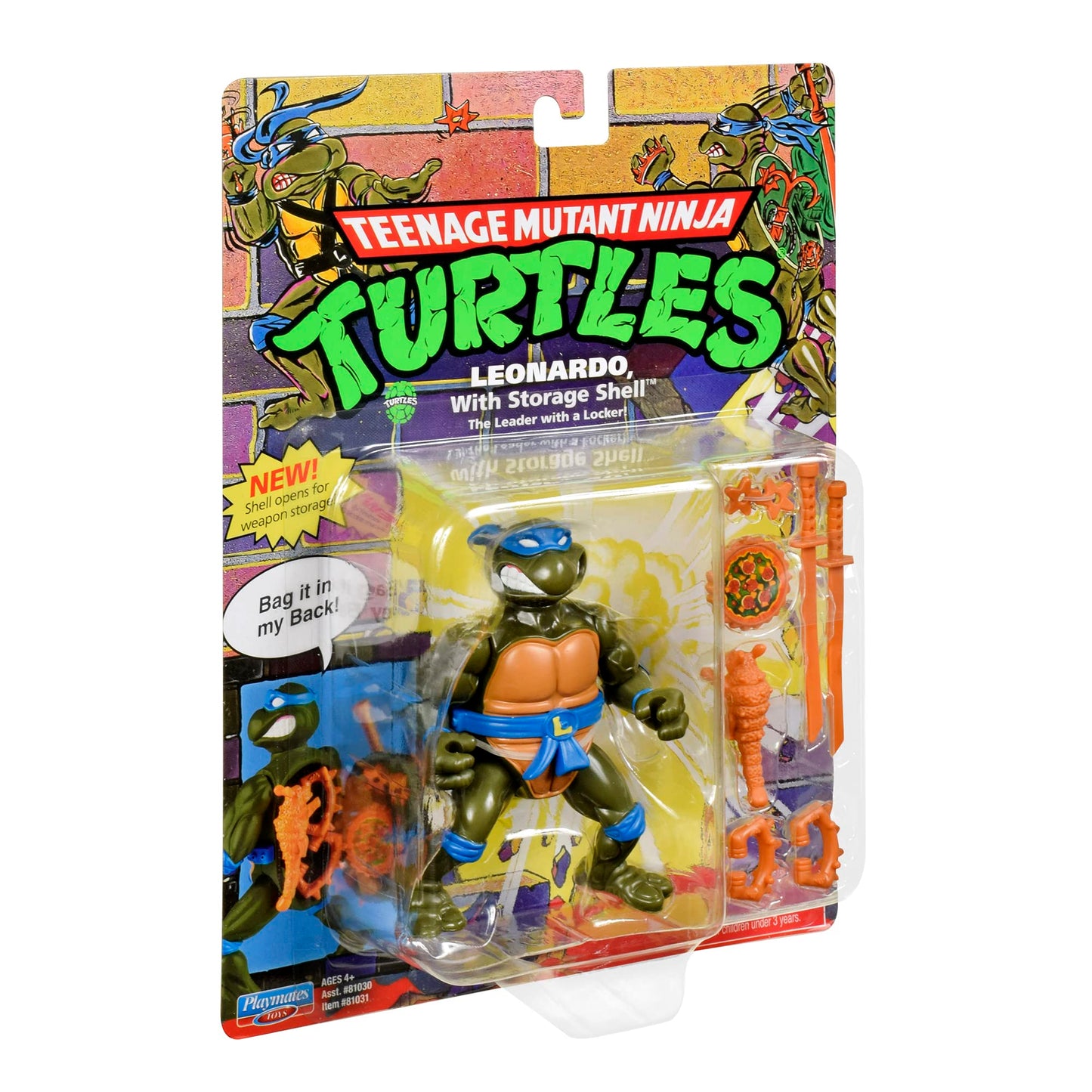 Teenage Mutant Ninja Turtles 4" Classic Storage Shell Leonardo Figure - Multi Color, Plastic, Model 81031CO