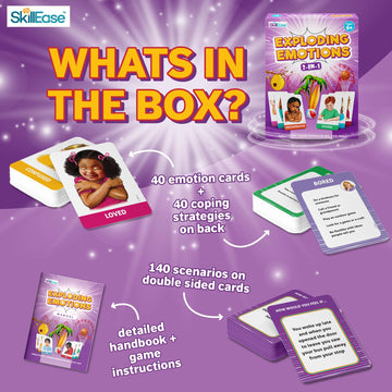 Skillease Exploding Emotions Flashcards And Game: 2 In 1, Hilarious Family Fun Game, Social Emotional Learning, Emotion And Feeling Cards For Kids, Teaches Social Skills, Autism Game For Therapy