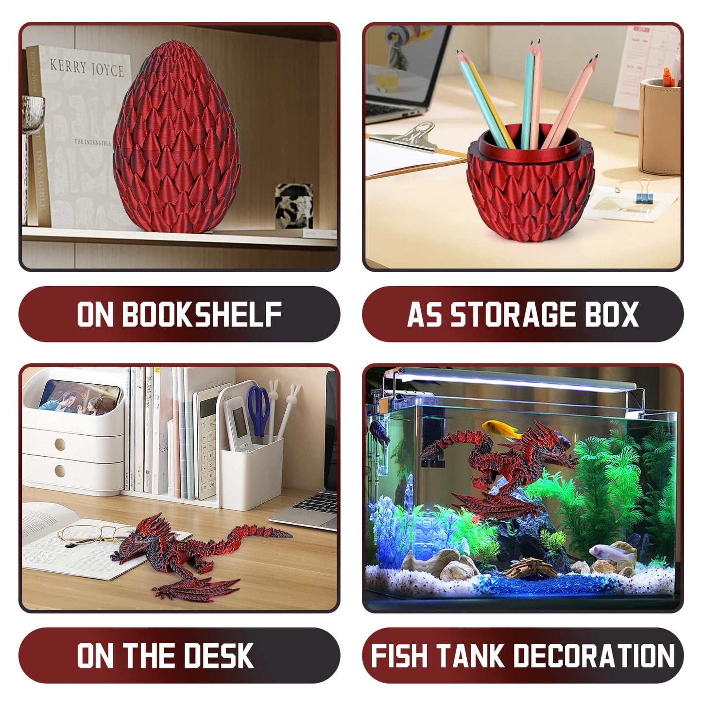 Jefuzh 3D Printed Dragon,Flying Mystery Dragon Eggs Easter Articulated Dragon,3D Printed Crystal Dragon With Wings,3D Dragon Egg