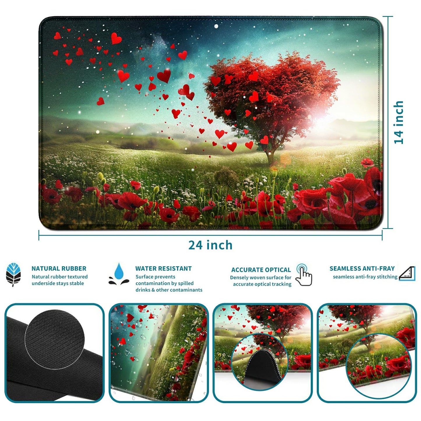 RWUTYTIUL Card Playmat 24 x 14 Inch with Tube Bag, Commander Deck Board MTG RPG CCG TCG Card Game Playing Desk Mat for Beginner,