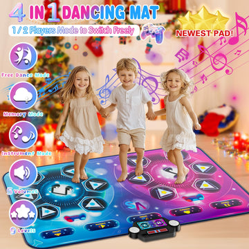 Upgraded Extra Large Electronic Dance Mats, Dance Pad With Single&Double Players Mode, Dancing Music Playmat With Led Light, Cha