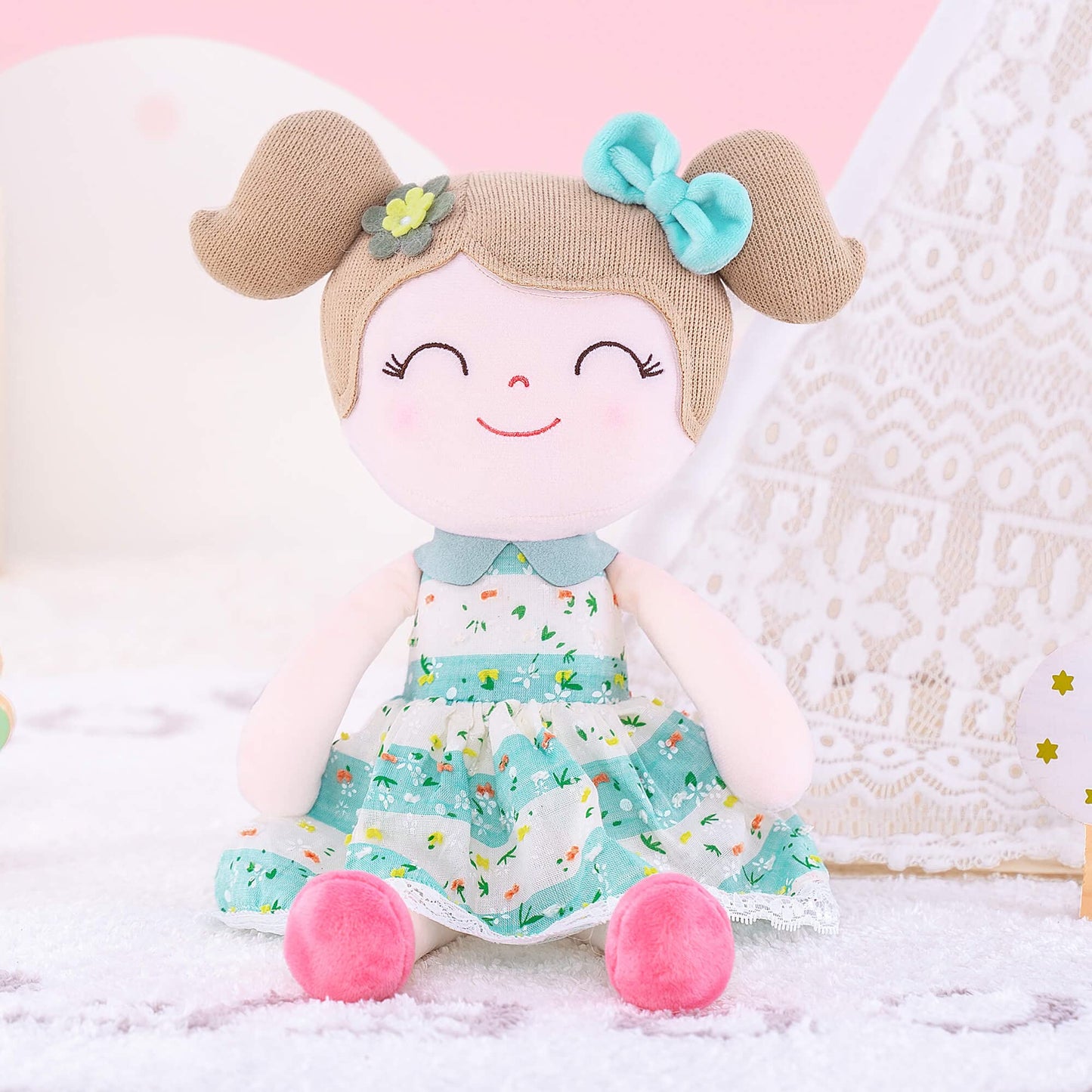 Gloveleya Baby Doll Plush 16" Soft First Doll in A031 Spring Green with Gift Box, Model A0138-6, Perfect Gift for Baby Girls