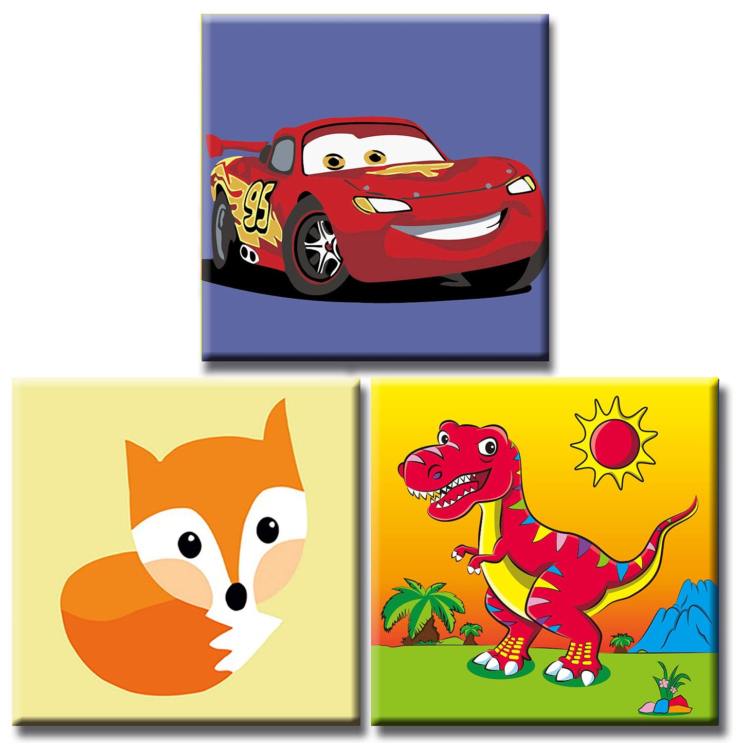 Hiolife 3 Pack Paint By Number Kits For Kids, 8X 8 Inch Framed,Colorful Animals Oil Painting Kits For Girls And Boys, Painting Sets For Childrens,Home Wall Decor