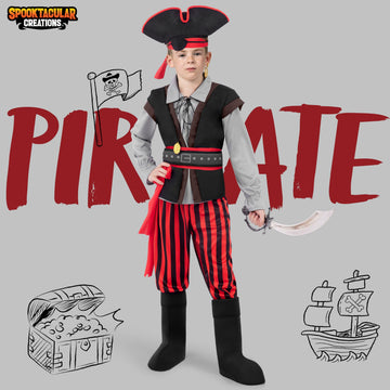 Spooktacular Creations Halloween Boys Costume Boys Pirate Costume Kids Pirate Costume with Accessories for Halloween Party Pirate Role Playing(Medium(8-10 yrs))