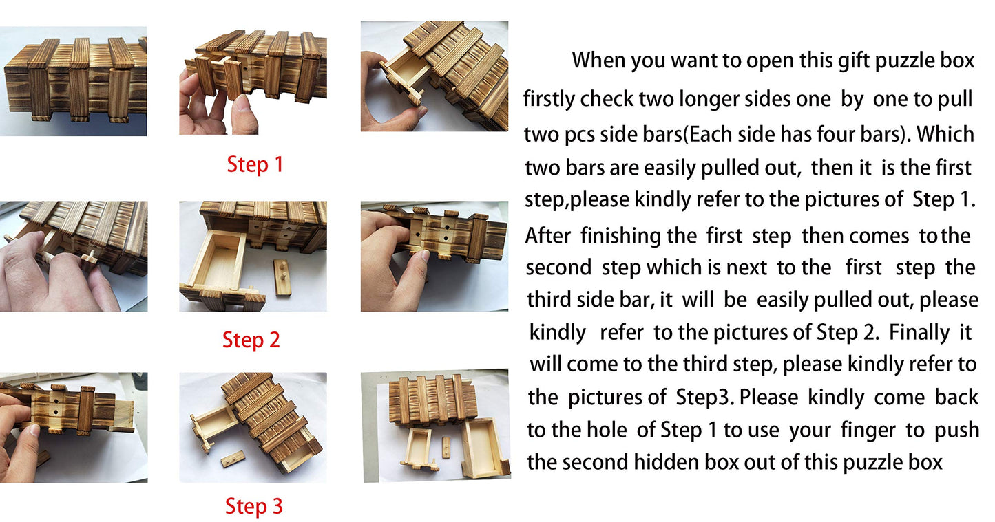 Ahyuan 3D Wooden Money Holder Puzzle Box - Difficult Brain Teaser with Secret Drawer - PUZZLEBOX IQ Toy for Adults