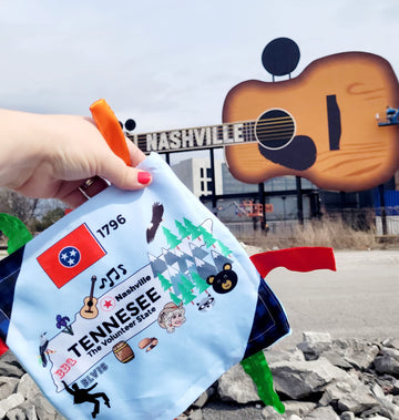 Baby Jack & Co 8X8” Learning Lovey Tag Toys For Babies - Baby Crinkle Toys - Crinkle Toys For Baby - Soft & Safe - Learn Usa State Facts - Ideal Baby Toy Bpa Free W/Stroller Clip (Tennesee_8X8)