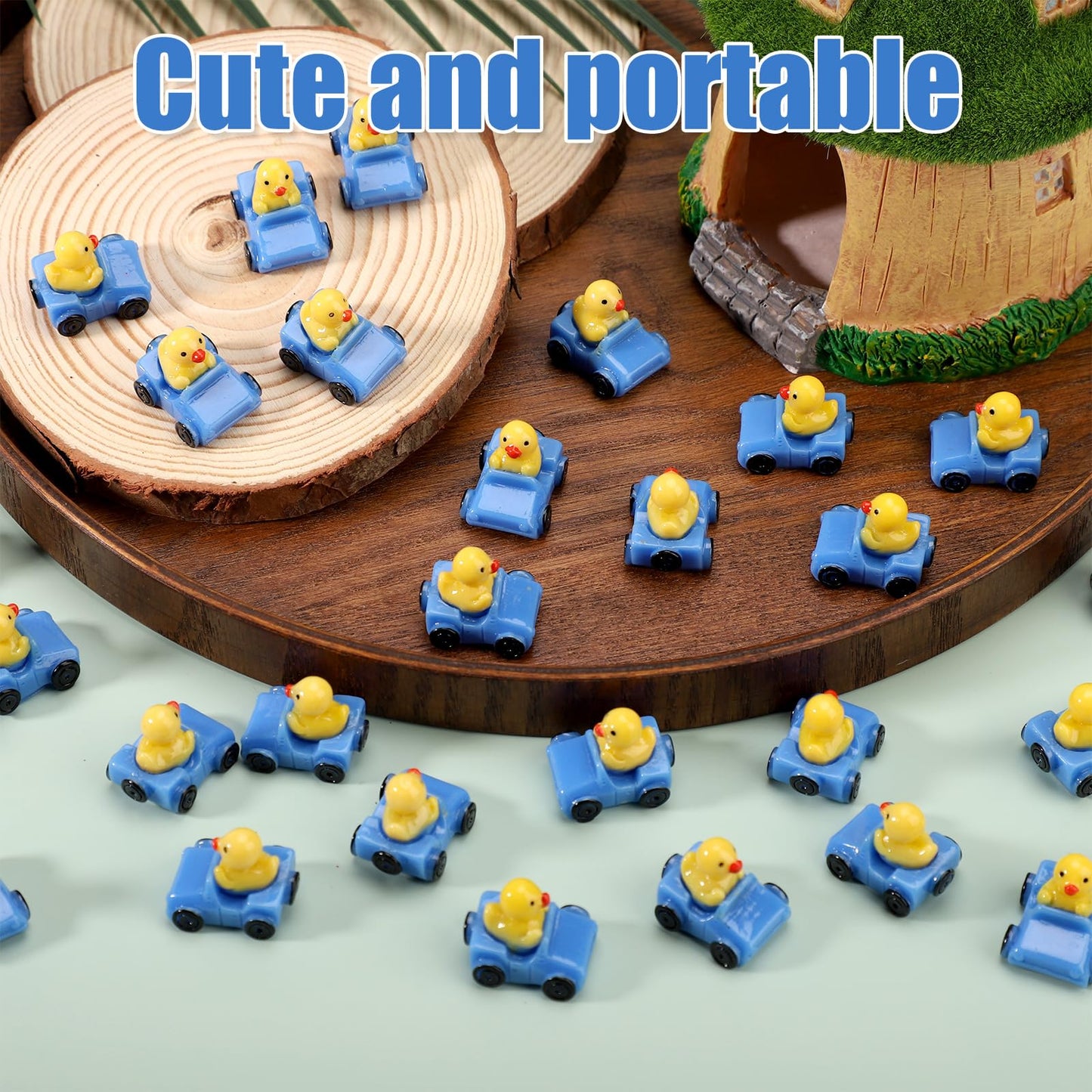 Tinoaly 30pcs Miniature Duck Figures Whimsical Resin Mini Ducks in a Car Dark Blue 1:12 Scale mature-themed Unisex Ornament