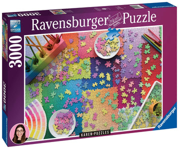 Ravensburger Puzzles On Puzzles 3000 Piece Jigsaw Puzzle For Adults - 17471 | Artwork By Karen Puzzles | Premium Interlocking Fit | Vibrant, Glare-Free Design | Durable Blueboard Construction