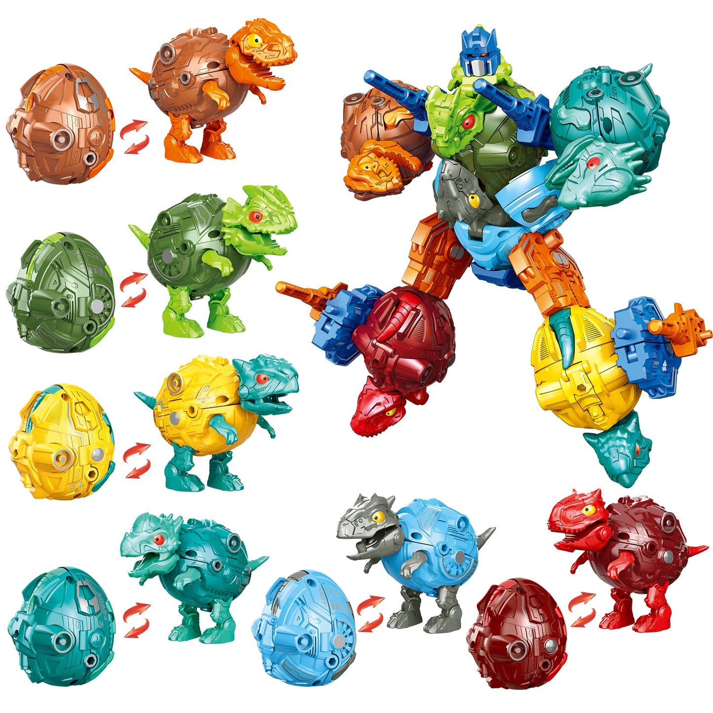 Kaxineu 6 In 1 Stem Dinosaur Robots Transformed Toys Set,Toddler Toys For Kids Boys Ages 6 7 8 9 10+,Dinosaur Toys Christmas Bir