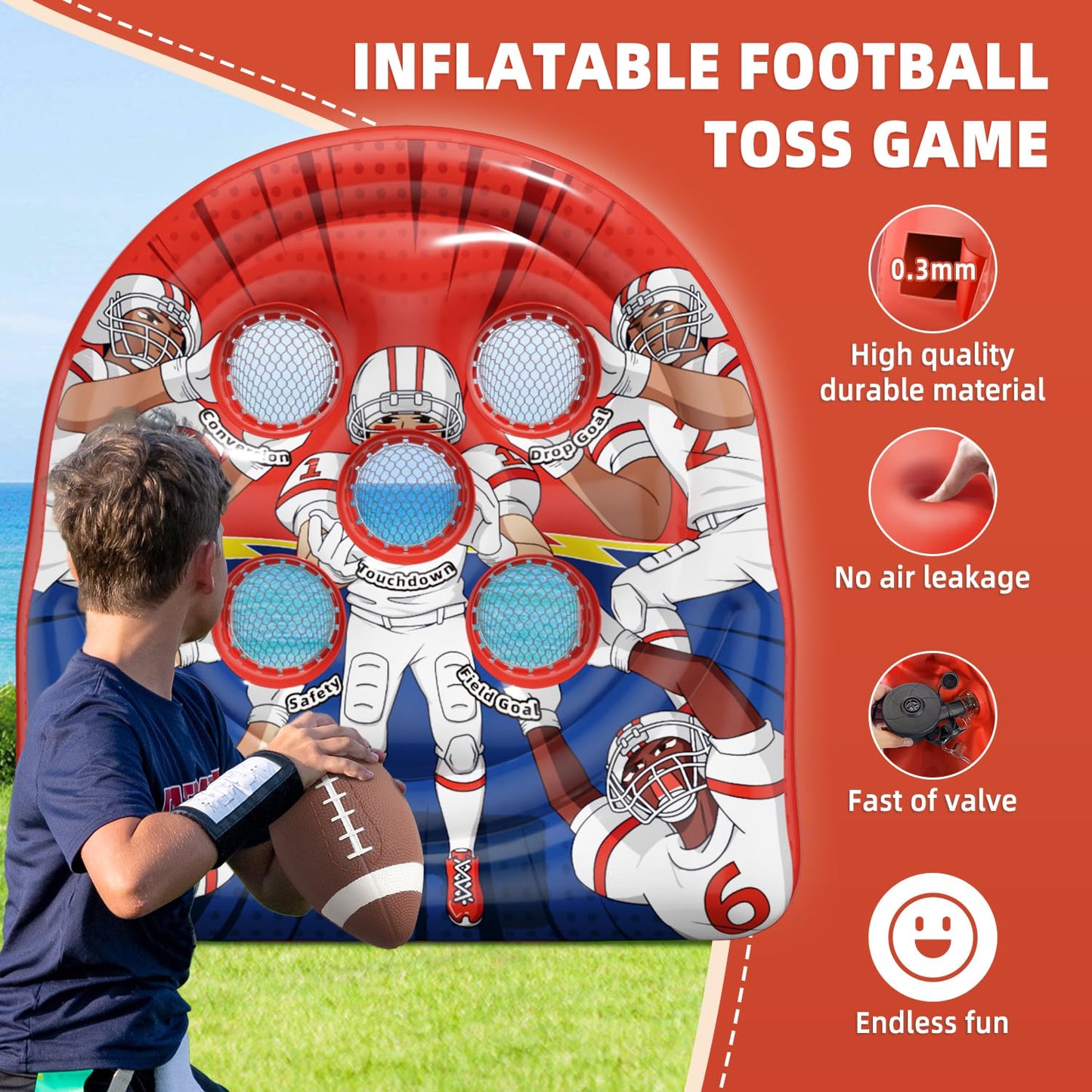 Football Target Toss Game - Inflatable Football tossing Target Toy for Kids Carnival Games Party