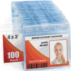 Mifflin-USA card Protector (4x3 Inch, clear, Bulk 100 Pack) Quick Load Horizontal No Zipper Name ID Badge Holder