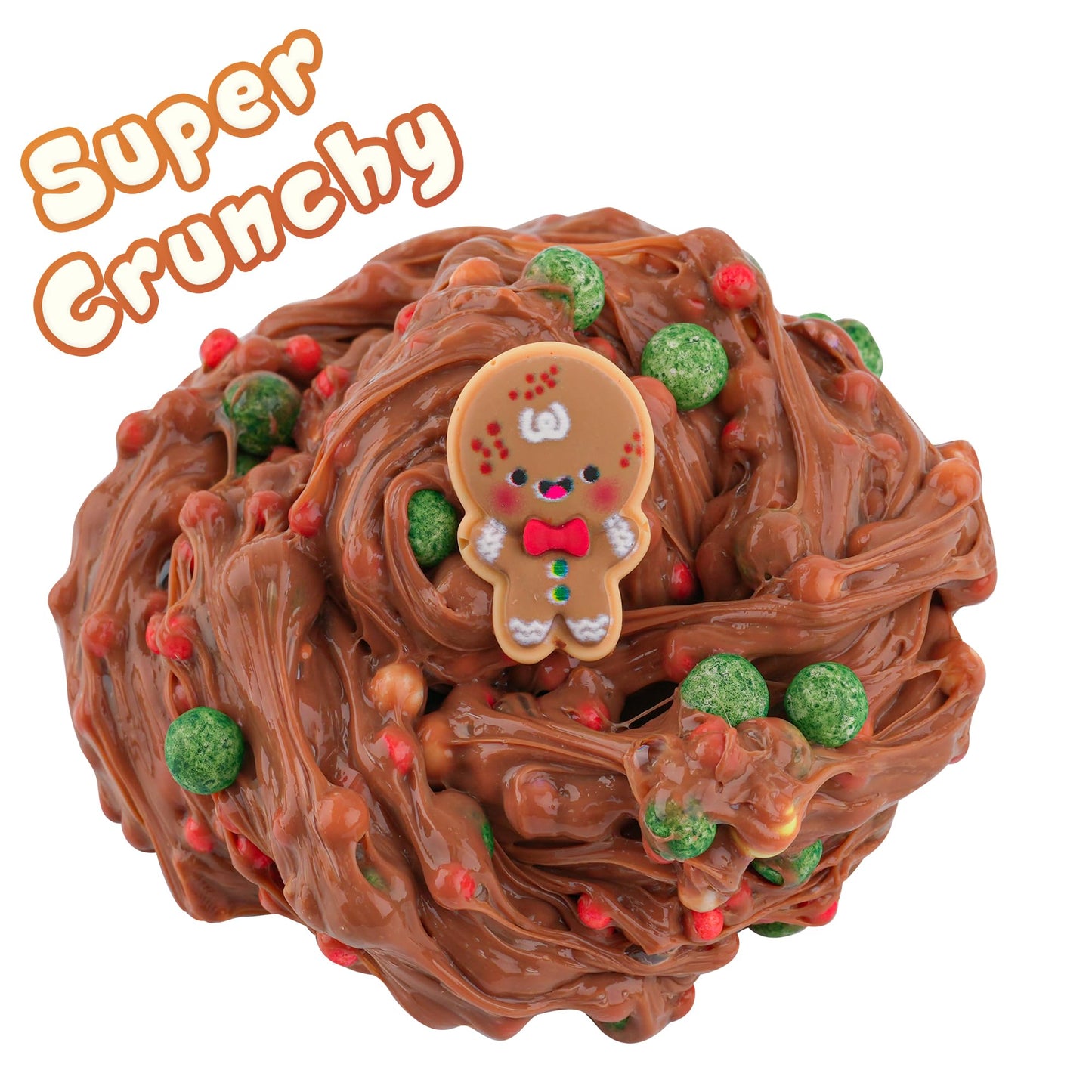Gingerbread Man Brown Foam Slime - Christmas Stocking Stuffers For Kids, Good Stretchy & Non-Sticky Crunchy Slime Sensory Toys F