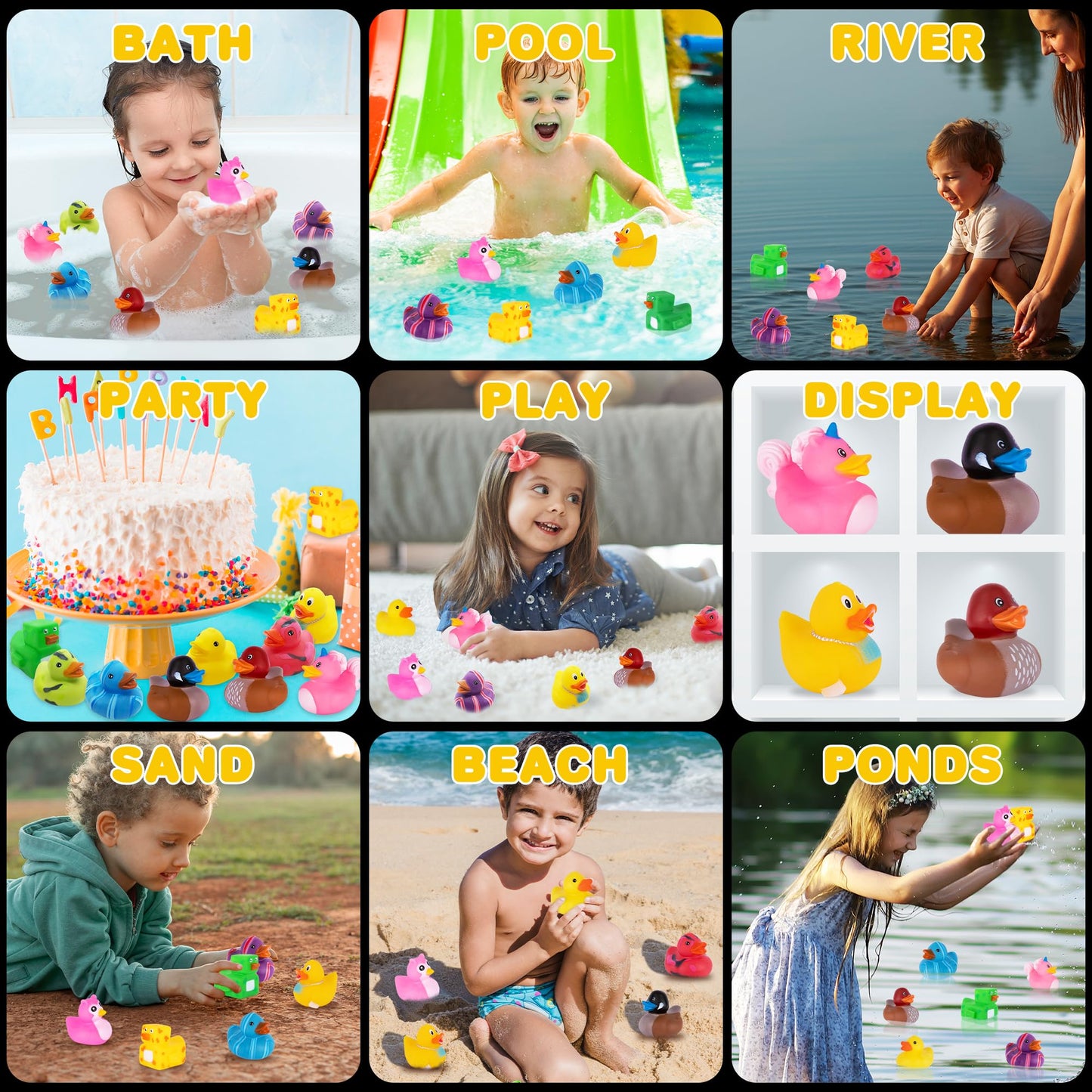 Artcreativity Jeep Ducks - 100 Rubber Ducks For Jeep Ducking, Fun Rubber Duckies In Bulk For Jeeps, Bathtub Toys, Carnival Prizes & Birthday Party Favors For Kids, 17 Unique Designs