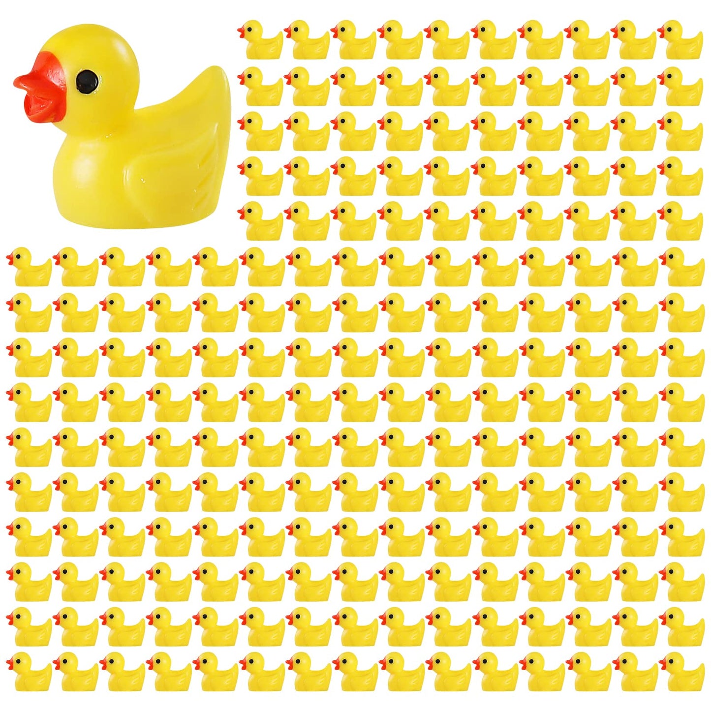 GliSun 200 Pieces Mini Resin Ducks Tiny Duck for Garden Micro Landscape Ornament Dollhouse Prank Christmas Falloween Birthday Pa