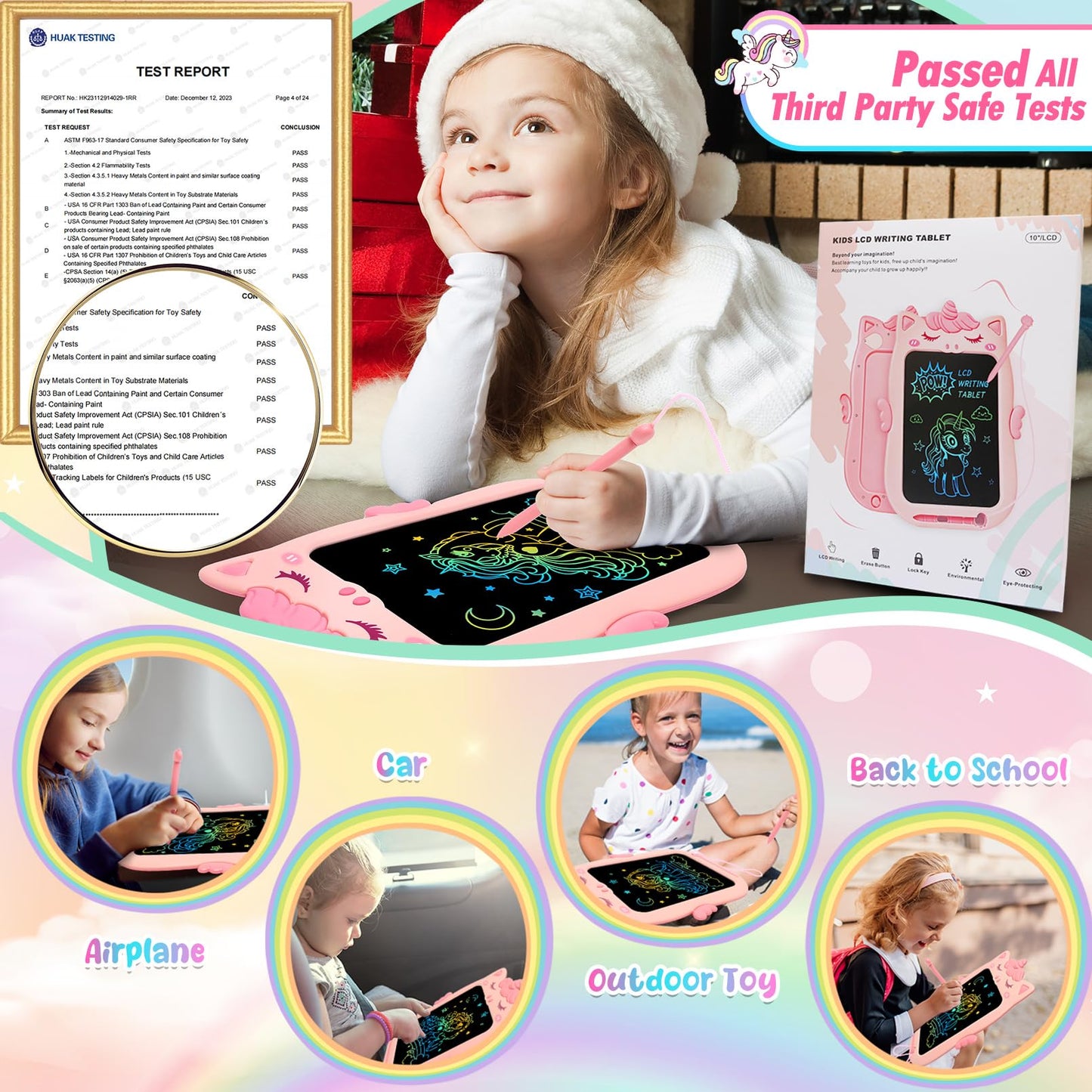Toys For 1 2 3 Year Old Girl Gifts,10In Lcd Writing Tablet For Kids,Toddler Toys Age 1-2 Drawing Tablet,Doodle Board For Baby Gi