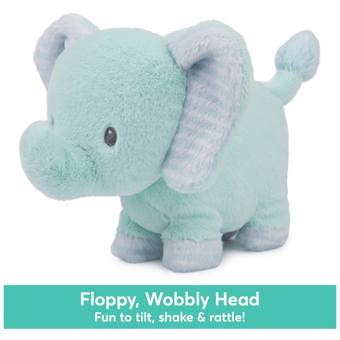 Gund Baby Safari Friends Collection Plush Elephant With Chime, Sensory Toy Stuffed Animal For Babies And Newborns, Teal, 7''