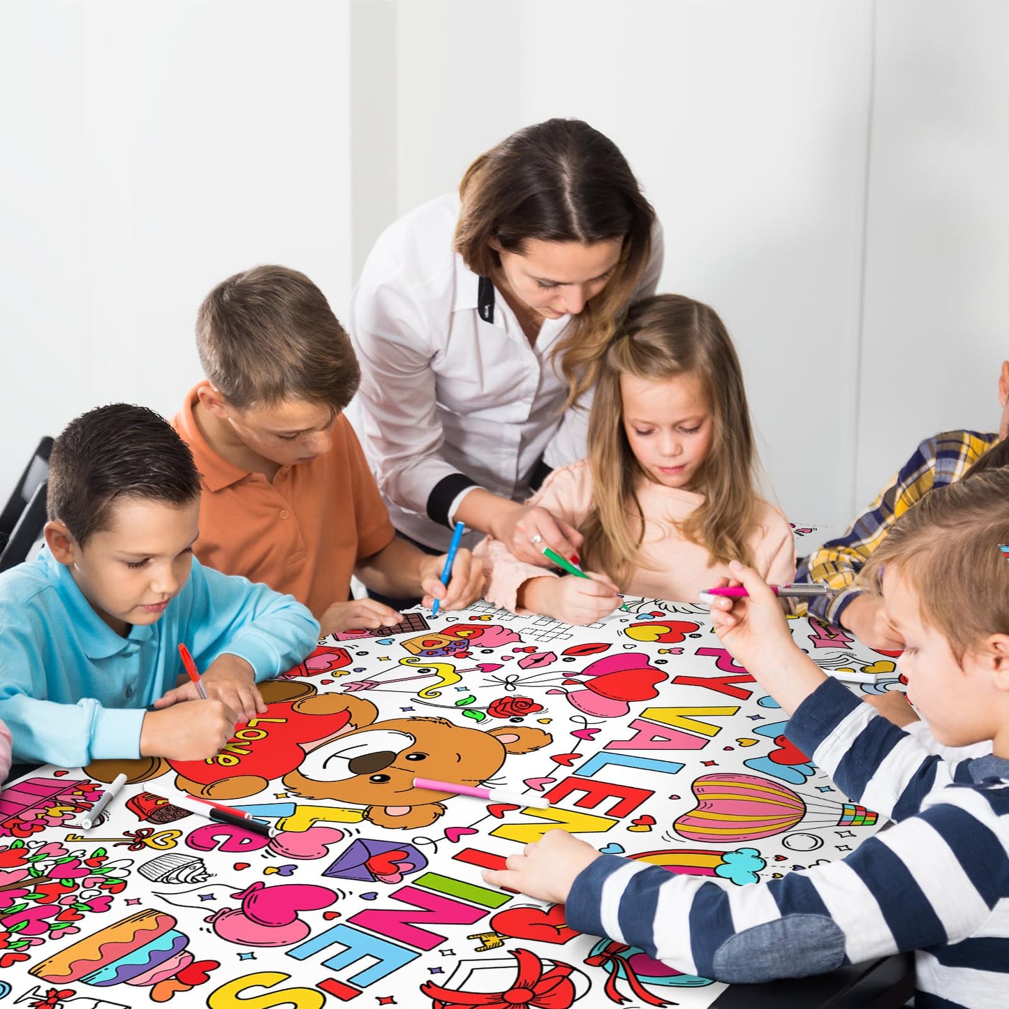 Valentine'S Day Activity Poster - 31.5 X 72 Inches,Valentine'S Day -Themed Happy Valentine'S Day Party, Versatile Paper Coloring