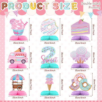 Hotop 9 Pcs Donut Two Sweet Birthday Party Decorations Table Honeycomb Centerpieces Table Topper Doughnut Birthday Sign Decor Girls Theme Party Supplies For Baby Shower