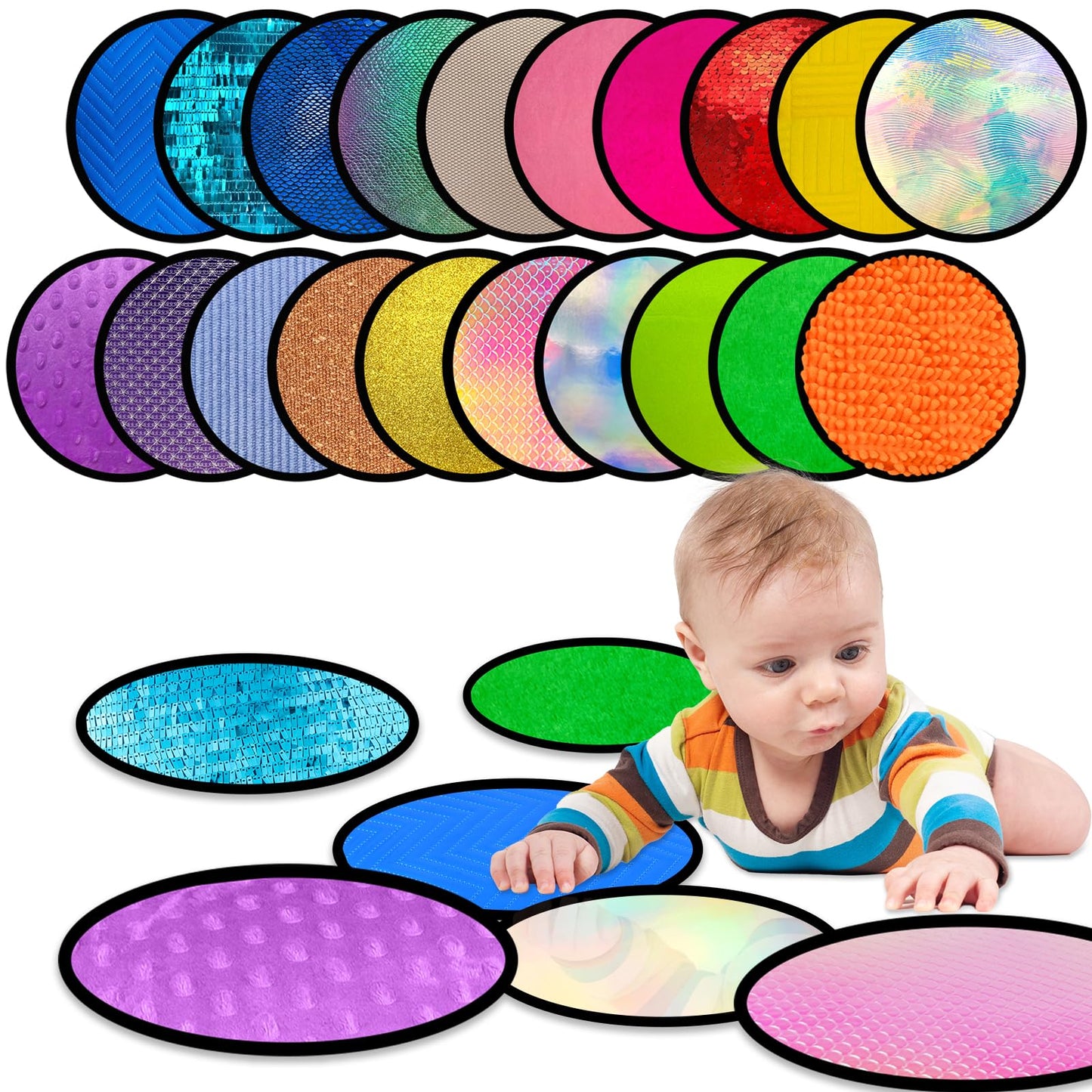 Bouiexye 20 Sets Round Sensory Mats For Autistic Children Textured Sensory Tiles Sensory Toys Babies And Toddlers With Sensory I