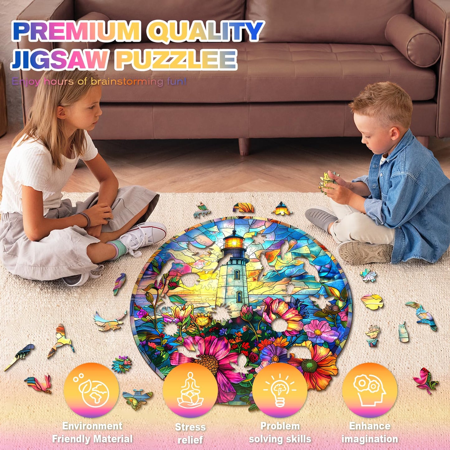 Wooden Puzzles For Adults - Unique Shaped Wooden Jigsaw Puzzles Adult Puzzles, Christmas Creative Gifts For Adults Kids, Stained