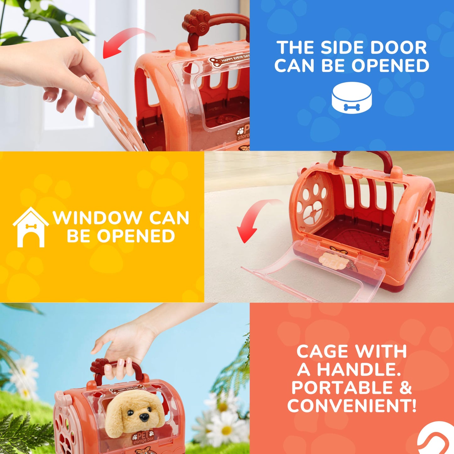 Bellochiddo Walking Dog Toys For Kids - Electronic Puppy With Animated Walking Wag Tail, Storage Cage And Accessories, Interactive Pet Care Gifts For Toddlers 2 3 4 5 6