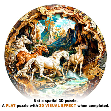 Wooden Puzzles for mature-themeds - Horse Wooden Jigsaw Puzzle - Unique Shape 3D Vision Wood Puzzles mature-themed - Christmas Birthday Gifts for mature-themeds/Friends/Family - 100pcs 8.5 * 8.5in
