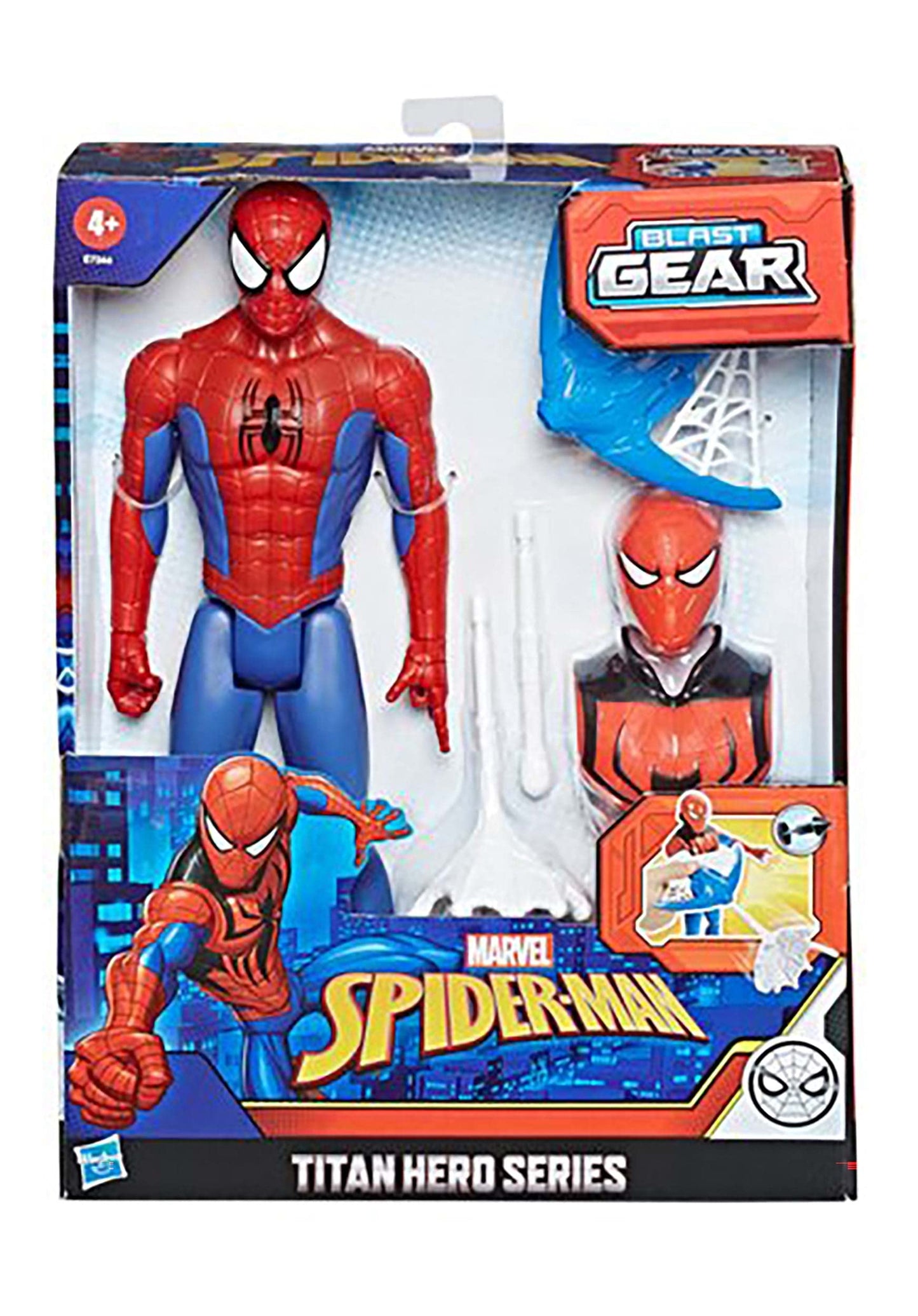 Spider-Man Marvel Titan Hero Series Blast Gear Action Figure Toy with Blaster 2 Projectiles and 3 protective covering Accessories for Kids Ages 4 and Up
