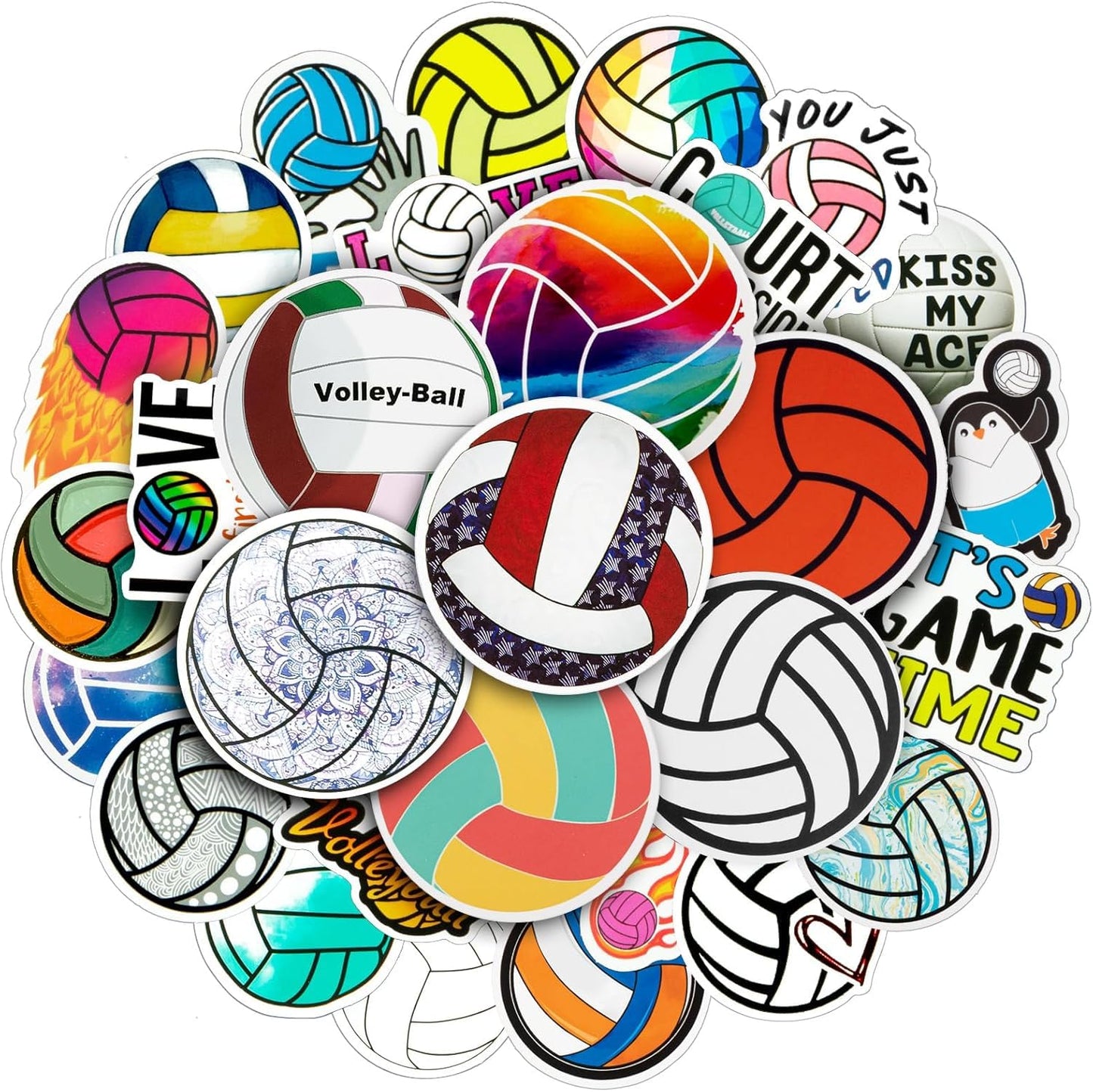 300Pcs Volleyball Stickers For Water Bottles Waterproof, Large Vinyl Volleyball Sport Stickers Pack, Volleyball Gifts For Teen G