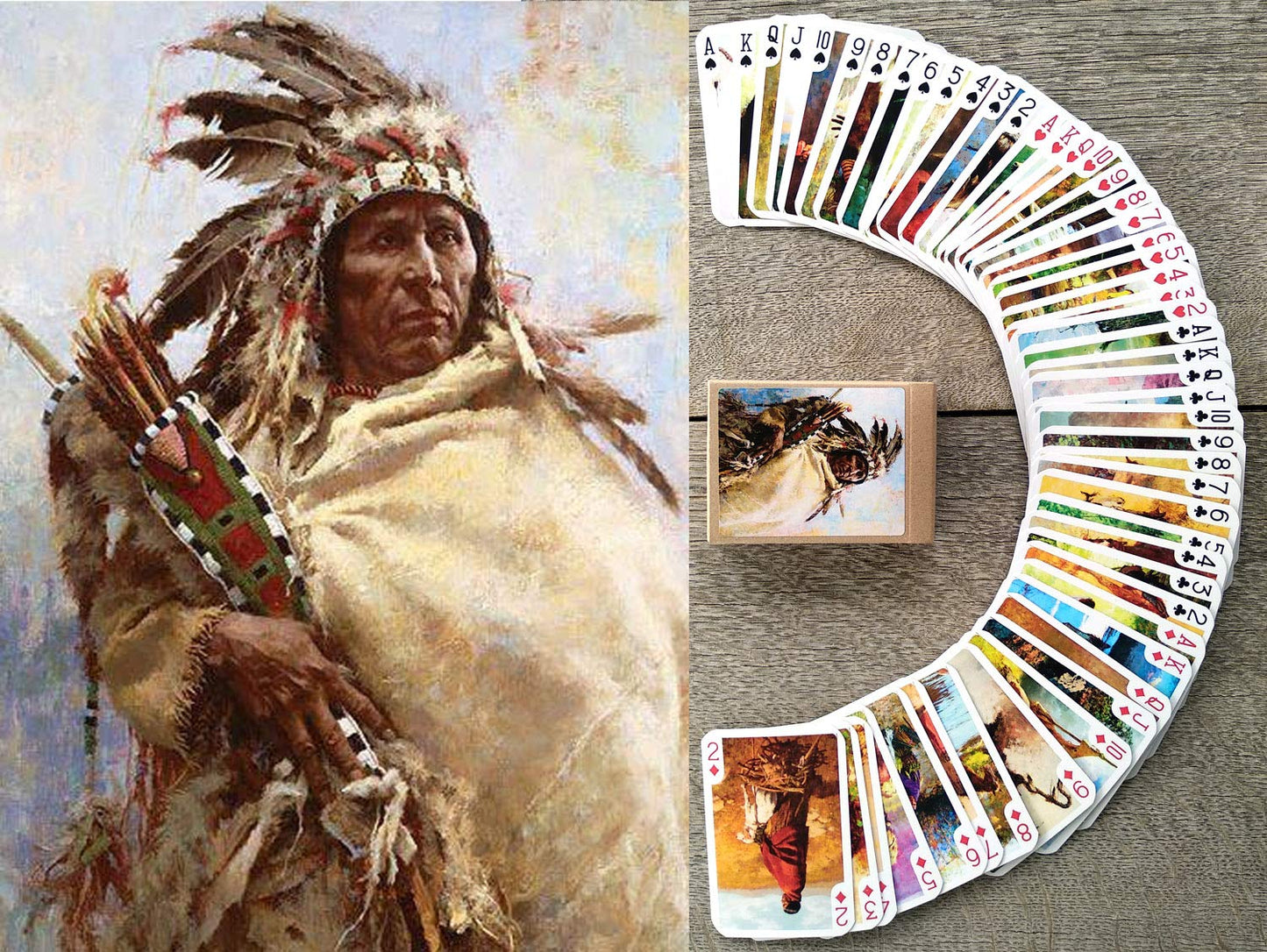 Flonzgift Indians Playing Cards (Poker Deck 54 Cards All Different) Vintage Retro Indians Wild West Native American