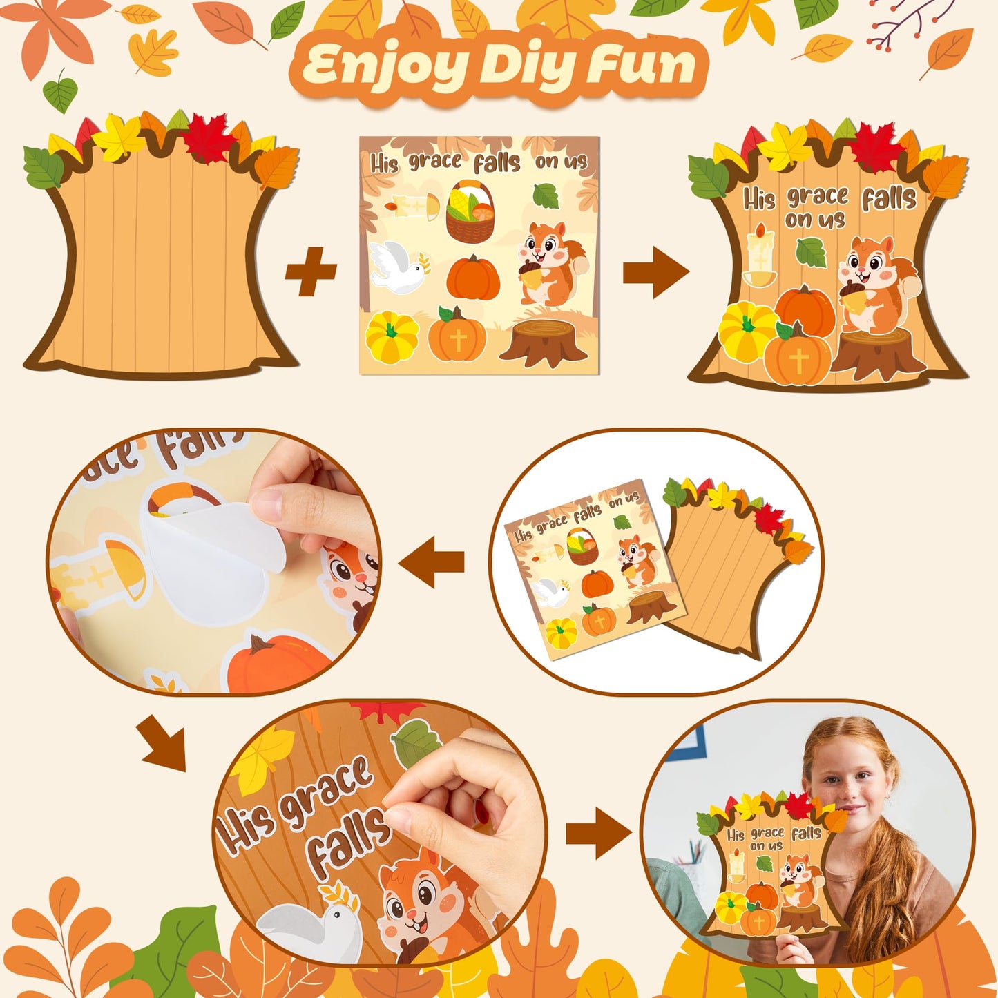 Cy2Side 12Pcs Fall Woodland Religious Stickers Scene For Kids, Make A Fall Christian Sticker Scene With Fox Cross Make Your Own Fall Religious Sticker Scene Art Craft Diy Autumn Sunday School Activity
