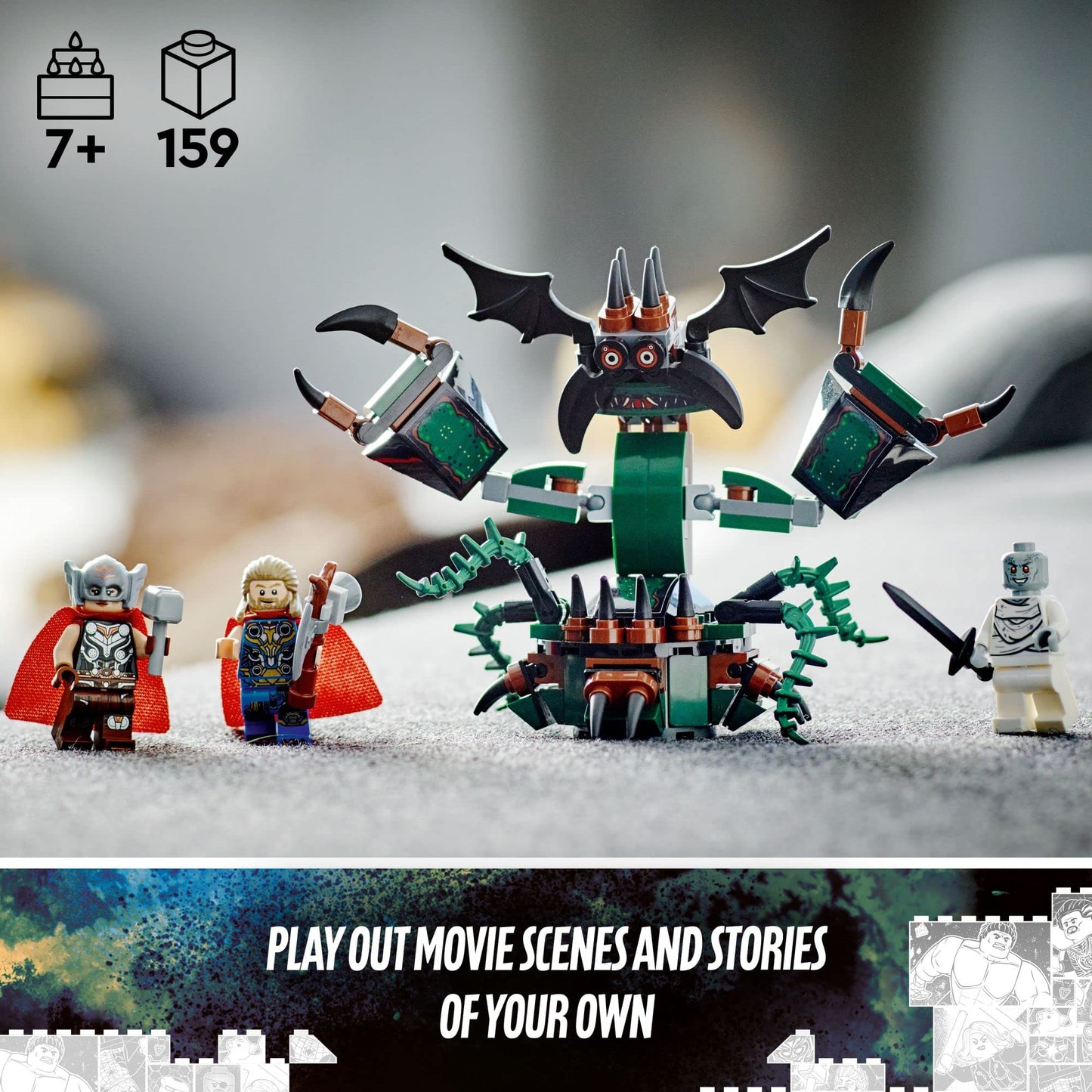 Lego Marvel Attack On New Asgard, Thor Buildable Toy 76207 With Hammer, Stormbreaker And Monster Figure, Love And Thunder Movie