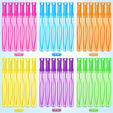 Bubble Wand, 36 Pcs Bubble Wands Bulk In 6 Colors, Bubble Party Favors For Kids, Summer Toys, Indoor Outdoor Activity, Themed Bi