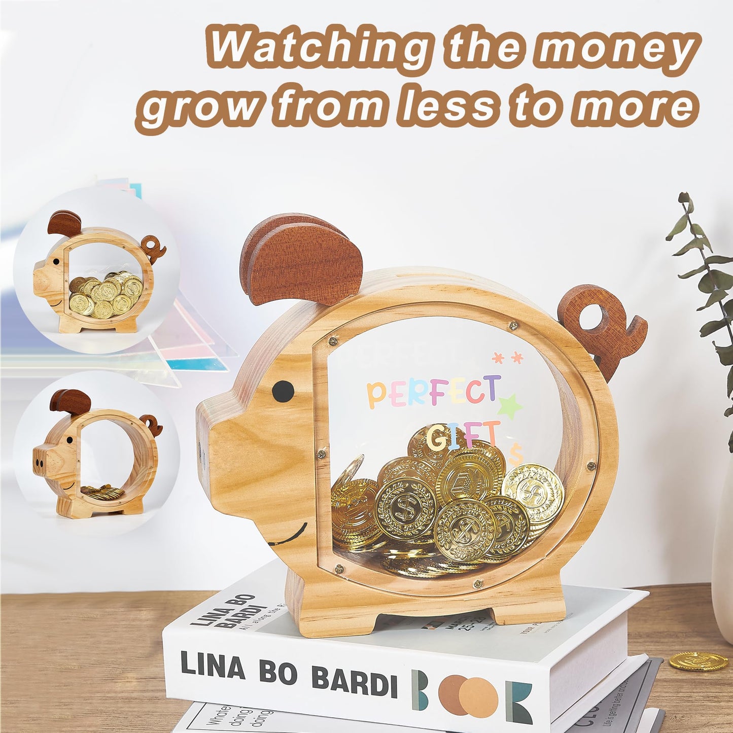 Personalized Wooden Piggy Bank For Kids, Unbreakable Money Saving Jar For Boys And Girls, Diy Custom Name Coin Bank With Letter