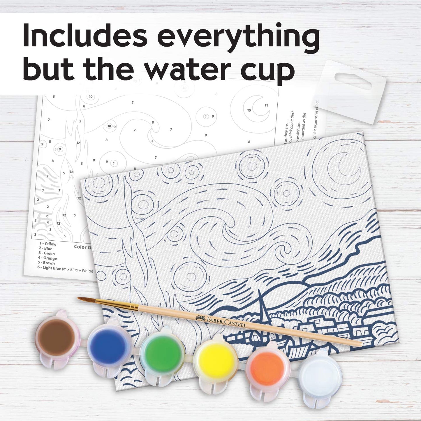 Faber-Castell Paint By Number Museum Series - Vincent Van Gogh, The Starry Night - Paint By Numbers For Adult Beginners & Young Artists (Packaging May Vary)