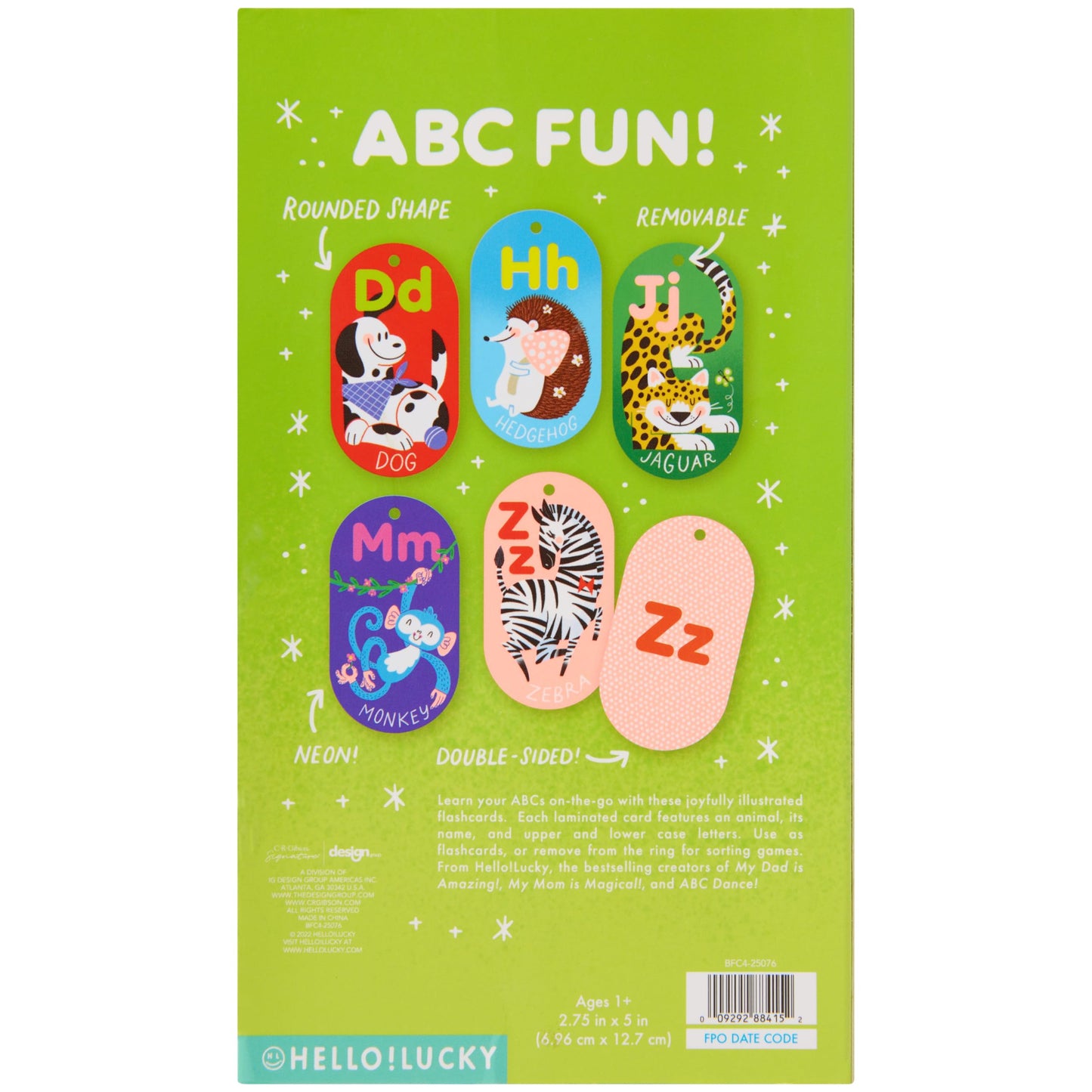 Hello!Lucky for C.R. Gibson: Amazing Animal ABCs Flashcards on a Ring for Kids - Learn On The Go - Makes a Great Gift for Ages 1