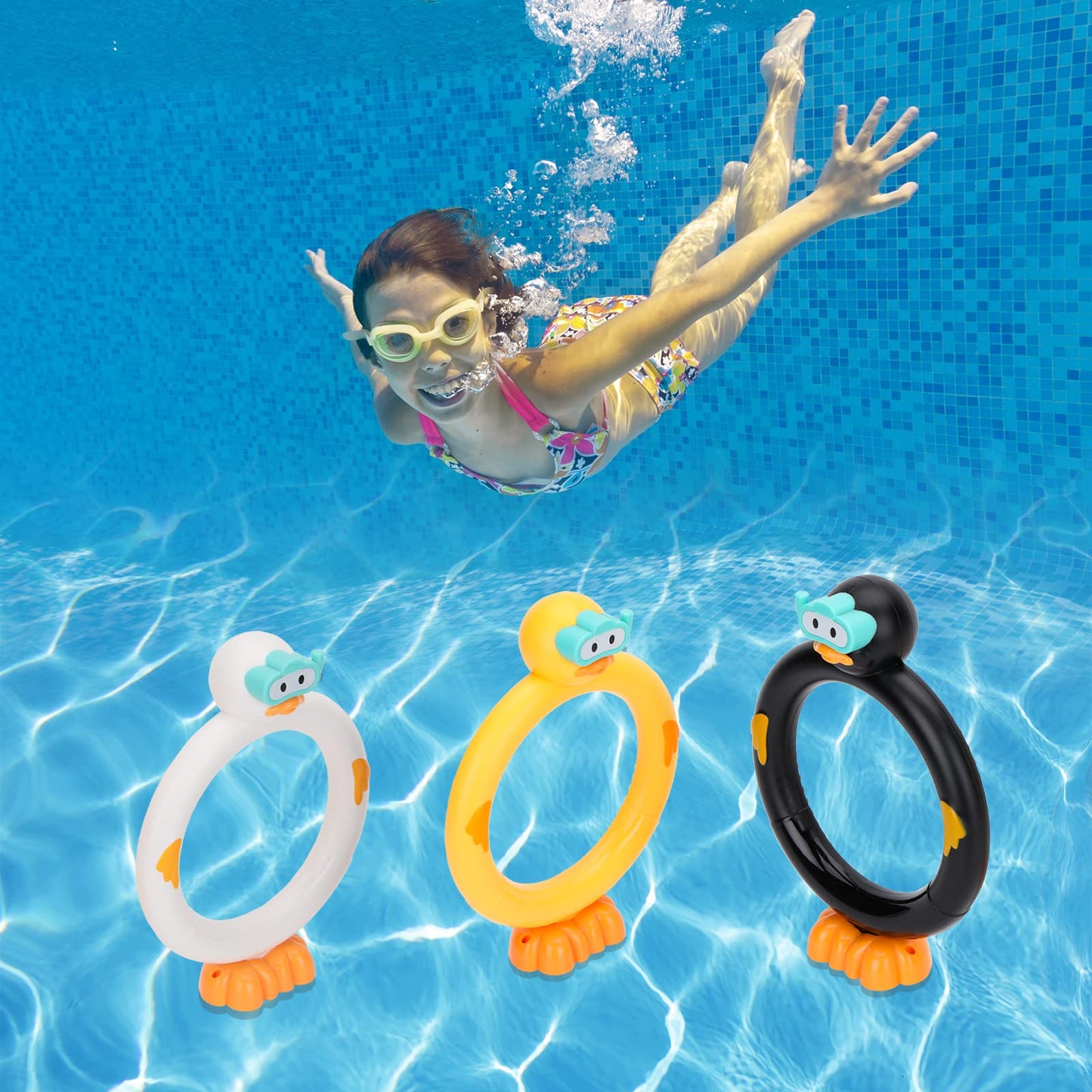 Sasbsc Diving Rings Pool Toys For Kids: 3Pcs Diving Toys Swimming Underwater Training Water Toys For Kids Ages 4-8, Fun Pool Rings Dive Toys For Kids Ages 8-12