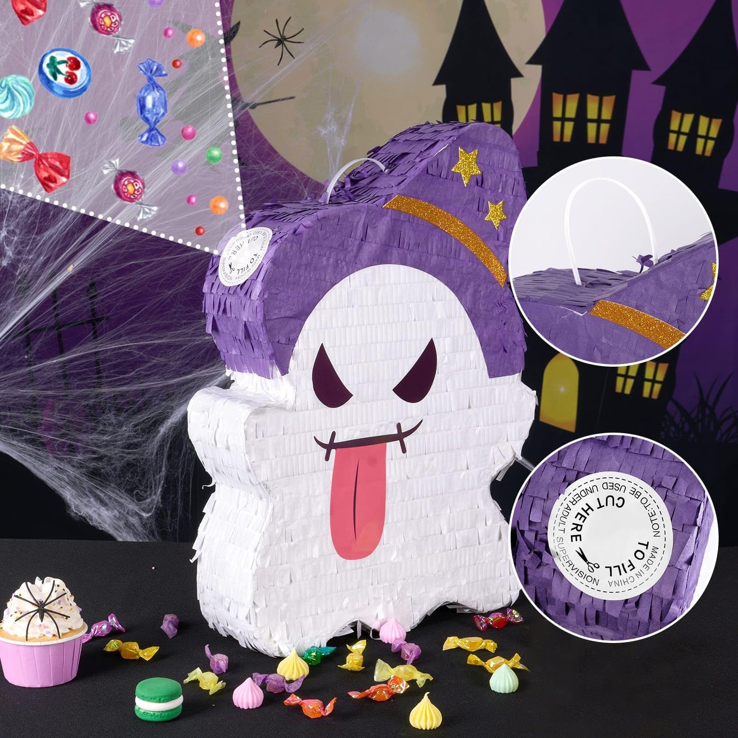 WERNNSAI Halloween Ghost Pinata - Halloween Ghost Party Games Decorations for Kids Baby Hallo-ween Costumes Party Supply Haunted