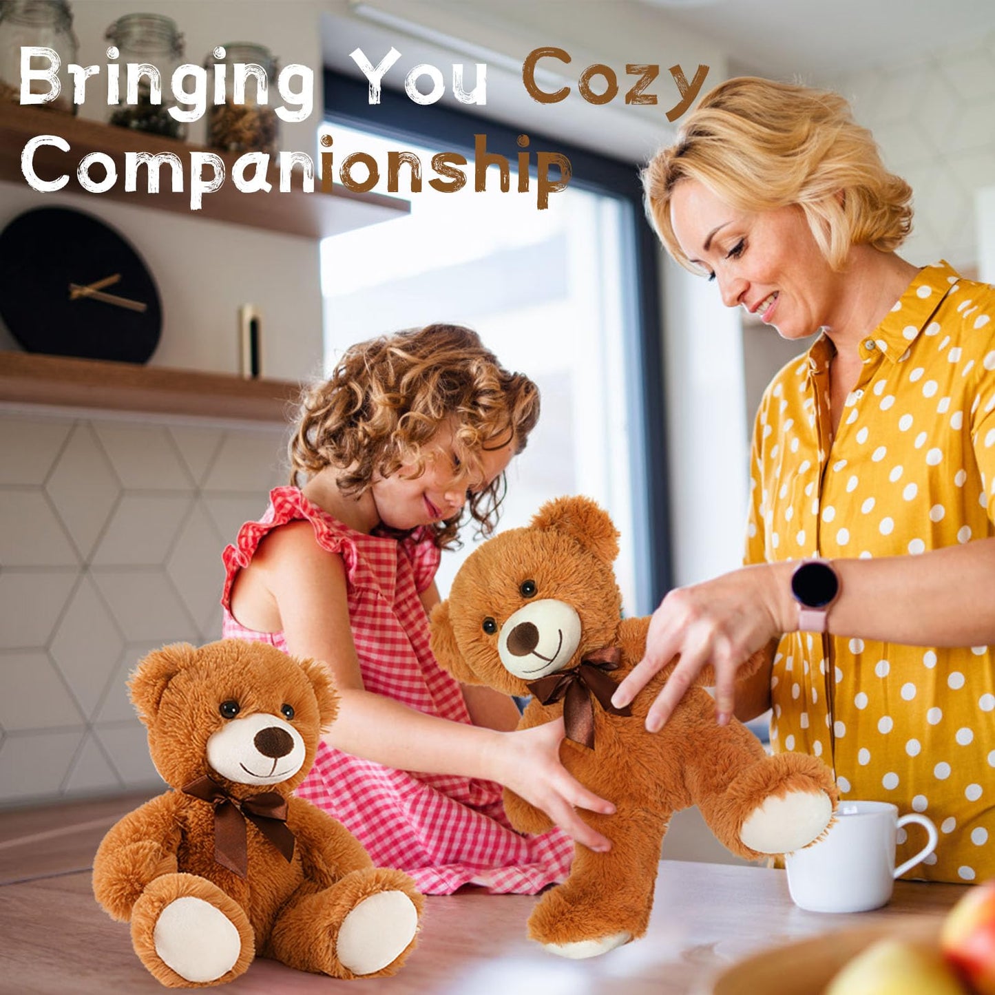 Maogolan Bulk Teddy Bear Baby Shower, 10 Packs Small Dark Brown Teddy Bear Stuffed Animals In Bulk,13.5' Small Stuffed Bears Plush For Wedding,Birthday,Christmas, Party Decorations